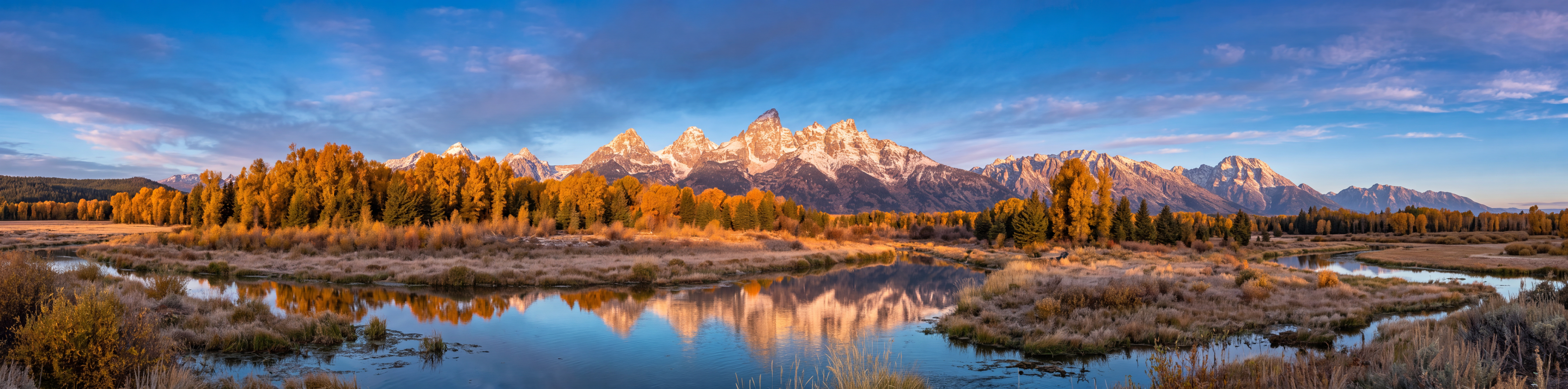 Panoramic view of the Teton range near Jackson Hole